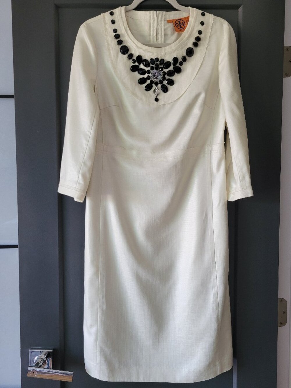 Tory Burch Ivory Beautiful Dress with Beaded Neckline. Brand New Never Worn
